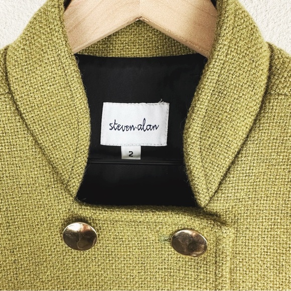 Vintage Steven Alan Woolrich 100% Wool Double Breasted Jacket Chartreuse - Picture 5 of 10